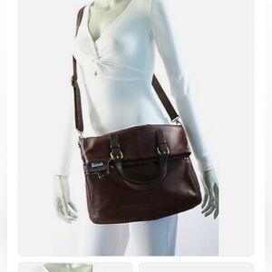 Fossil Explorer Crossbody Leather Large Tote Foldover Brown Messenger Bag Purse